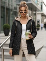 Dámská přechodná prošívaná bunda s prodlouženým střihem černá TY5606