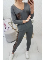 Sada s leopardím vzorem v grafitové barvě