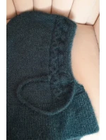 Dámská čepice s kapucí, šněrováním a copánkovým vzorem mořská