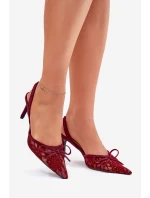 Krajkové Lodičky S Odkrytou Patou Bordové Annivirae
