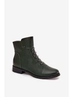 Zateplené dámské boty na plochém podpatku zelené Labise