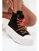 Semišové zateplené dámské tenisky na robustní platformě GOE SS2N4046 Černé