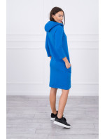 Šaty s kapucí a kapsami fialovo-modré