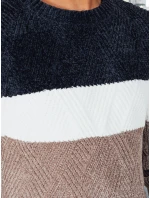 Pánský svetr s kulatým výstřihem tmavě modrý a béžový FashionStreet WX2321