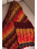 Dámský měkký a teplý vlněný šátek v barevných pruzích KN19 oranžový Dámský měkký a teplý vlněný šátek v barevných pruzích KN19 oranžový