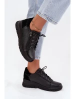 Kožené dámské polobotky na platformě Vinceza 39964 Černé