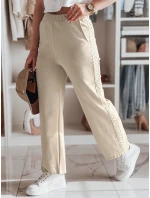 Dámské široké žebrované kalhoty LUXEEN moka FashionStreet UY2520 Dámské široké žebrované kalhoty LUXEEN moka FashionStreet UY2520