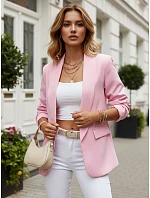Klasické dámské sako s nařasenými rukávy, růžové, FashionStreet PY0150 Klasické dámské sako s nařasenými rukávy, růžové, FashionStreet PY0150
