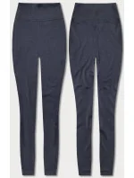 Tmavě modré dámské legíny s ozdobnými švy (54460) Tmavě modré dámské legíny s ozdobnými švy (54460)