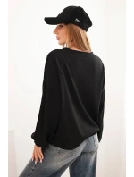 Dámská mikina s ozdobným zakončením dole černá Dámská mikina s ozdobným zakončením dole černá