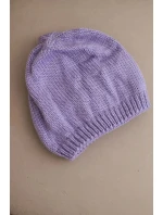 Dámská zimní čepice s ušima a žebrovaným vzorem K440 fialová
