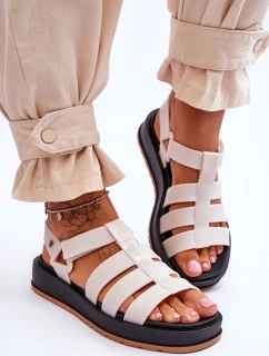 ZAXY Dámské veganské sandály na suchý zip JJ285015 Světle béžová