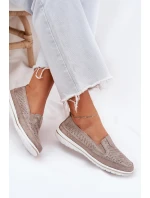 Semišové nazouvací boty Béžovo-zlatá Inez