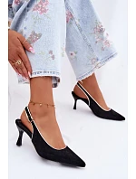 Dámské sandály na podpatku s lemovkou Černé Relmira