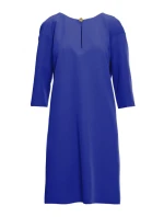 S394 Šaty uvolněného střihu s výstřihem s klíčovou dírkou - královsky modré