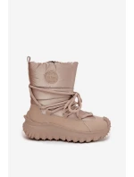 Dámské kožené sněhule na platformě Lee Cooper – béžovo-zlaté