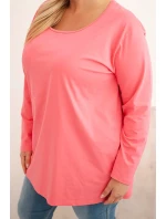 Dámská blůza Plus Size s lodičkovým výstřihem růžová Dámská blůza Plus Size s lodičkovým výstřihem růžová