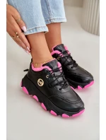 Zateplené Dámské Sportovní Boty Na Šněrování Na Platformě Černé Bialoa