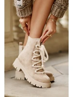 Zateplené boty z eko semiše na zip světlobéžové Caellita Zateplené boty z eko semiše na zip světlobéžové Caellita