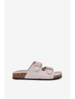 Dámské sandály se zlatými sponami a švy šedé Lunera