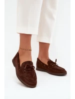 Polobotky Mokasiny Dámské Ploché S Šňůrkou Čokoládové Zalina