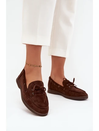 Polobotky Mokasiny Dámské Ploché S Šňůrkou Čokoládové Zalina