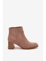 Dámské kotníkové boty na podpatku Eko semiš Béžové Marilou