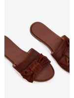 Dámské ploché sandály s mašlí Hnědé Amivelle