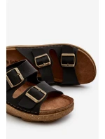 Lehké pohodlné pánské sandály s přezkami Inblu MT000016 Černé