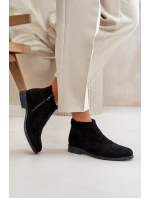 Dámské Boty Na Plochém Podpatku Vyřezávané Černé S.Barski HY42-076