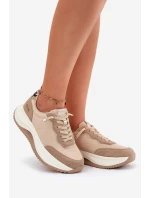 Dámské semišové tenisky na platformě Big Star RR274A345 HI-POLY SYSTEM Tmavě béžové