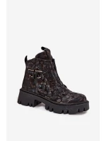 Dámské botky Artiker – černá/zlatá ozdobou, zateplené