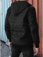 Pánská přechodná prošívaná bunda s kapucí černá FashionStreet TX4937