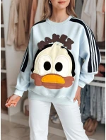 Dámská oversize mikina se záplatami CUTE MAKEX modrá FashionStreet BY1490