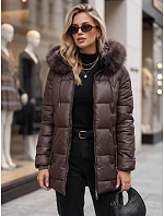 Dámská zimní prošívaná bunda s kapucí, tmavě hnědá, FashionStreet TY5758 Dámská zimní prošívaná bunda s kapucí, tmavě hnědá, FashionStreet TY5758