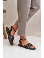 Zazoo 40378 Ploché Dámské Kožené Sandály Černé
