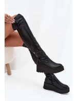 Dámské Kozačky Nad Kolena Na Platformě A S Jemným Klínem Černé Lydira Dámské Kozačky Nad Kolena Na Platformě A S Jemným Klínem Černé Lydira