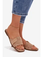 Dámské ploché sandály s pásky Eko Zamszové Béžové Florane