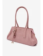 Eko semišová kabelka s přívěskem Růžová Nelina