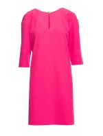 S394 Šaty uvolněného střihu s výstřihem s klíčovou dírkou - růžové