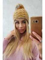 Fleecová čepice Fiona K275 hořčicová+šedá Fleecová čepice Fiona K275 hořčicová+šedá