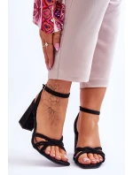 Klasické semišové sandály na podpatku černé Bernett