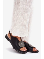 Lesklé Dámské Sandály S Ozdobným Detalem S.Barski KV51-012 Černé