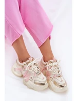 Dámské Kožené Tenisky Na Masivní Podešvi GOE RR2N4031 Béžové Dámské Kožené Tenisky Na Masivní Podešvi GOE RR2N4031 Béžové