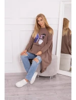 Halenka s oversize potiskem mocca