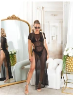Dámské sexy síťované plážové šaty s XXL rozparkem 210221 černé - Koucla Dámské sexy síťované plážové šaty s XXL rozparkem 210221 černé - Koucla