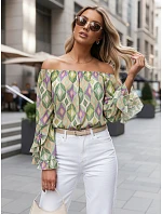 Dámská pruhovaná halenka SPRIAN green FashionStreet RY2464 Dámská pruhovaná halenka SPRIAN green FashionStreet RY2464