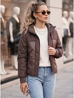 Dámská prošívaná přechodová bunda s kapucí, hnědá, FashionStreet TY6092