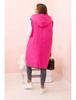 Dámská prošívaná vesta Plus Size s kapucí na zip růžová
