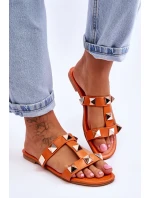 Dámské pantofle s velkými cvočky oranžove Mercure